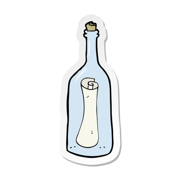 Aufkleber eines Cartoon-Briefes in einer Flasche — Stockvektor