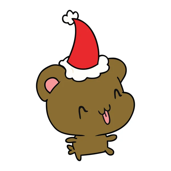 Handgezeichneter Weihnachtscartoon Des Kawaii Bären — Stockvektor