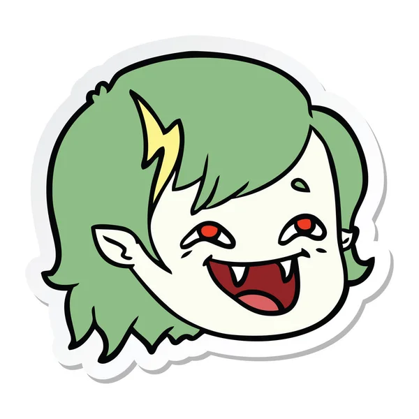 Sticker Cartoon Vampire Girl Face — Stock Vector