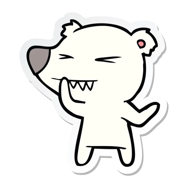 Pegatina de un oso polar enojado pensamiento de dibujos animados — Vector de stock