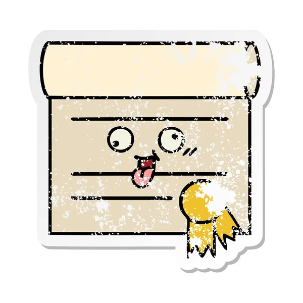 Verontruste Sticker Van Een Leuke Cartoon Certificaat — Stockvector