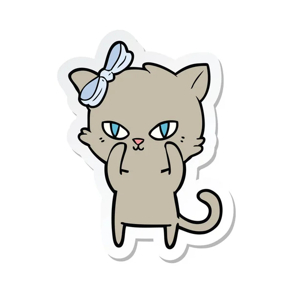 Pegatina Lindo Gato Dibujos Animados — Vector de stock