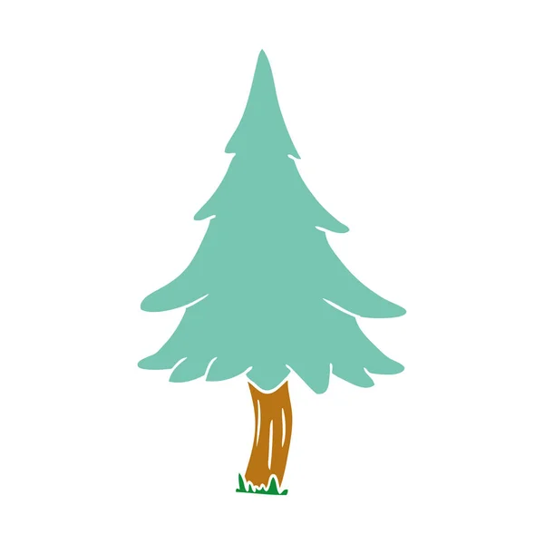 Doodle de desenhos animados de pinheiros de floresta — Vetor de Stock
