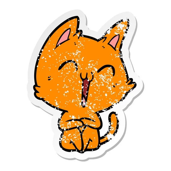 Calcomanía angustiada de un gato de dibujos animados feliz — Archivo Imágenes Vectoriales