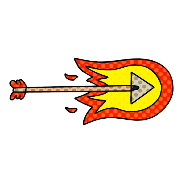 Quirky comic book style cartoon burning arrow — Stock Vector
