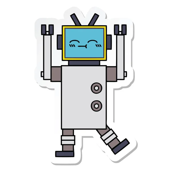 Наклейка Милого Мультфільму Щасливий Робот — стоковий вектор