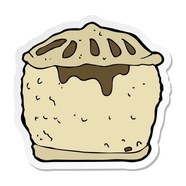 Sticker Van Een Cartoon Vlees Taart — Stockvector