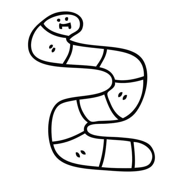 Eigenzinnige lijntekening cartoon worm — Stockvector