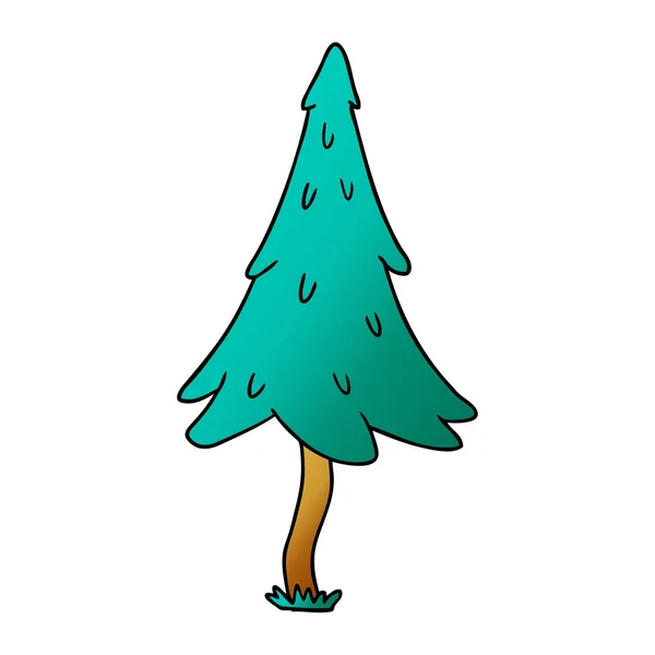 Garabato de dibujos animados degradado de pinos del bosque — Vector de stock