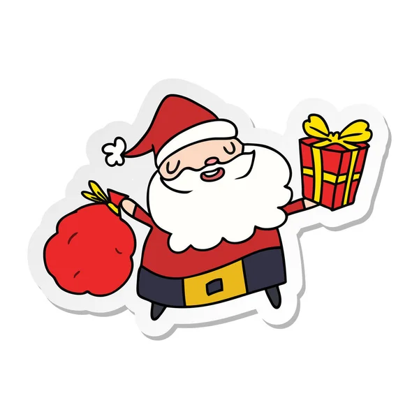 Weihnachtssticker Karikatur von kawaii santa — Stockvektor