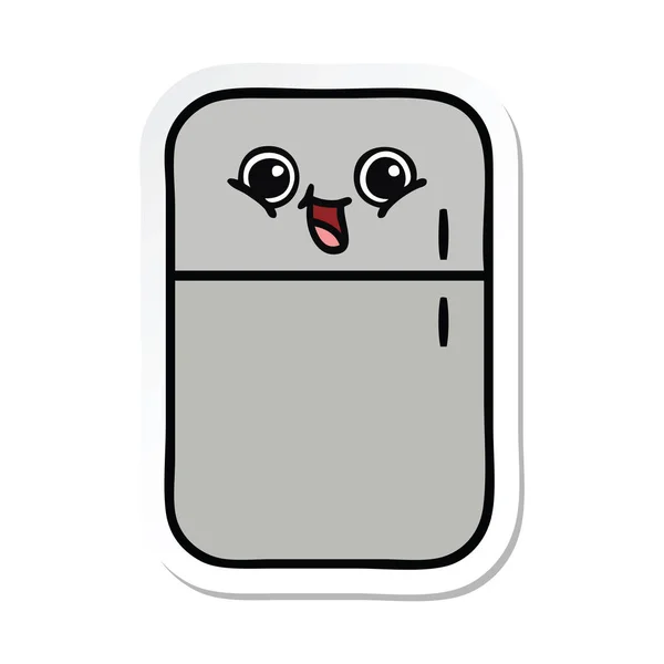 Sticker of a cute cartoon fridge freezer — Stock Vector