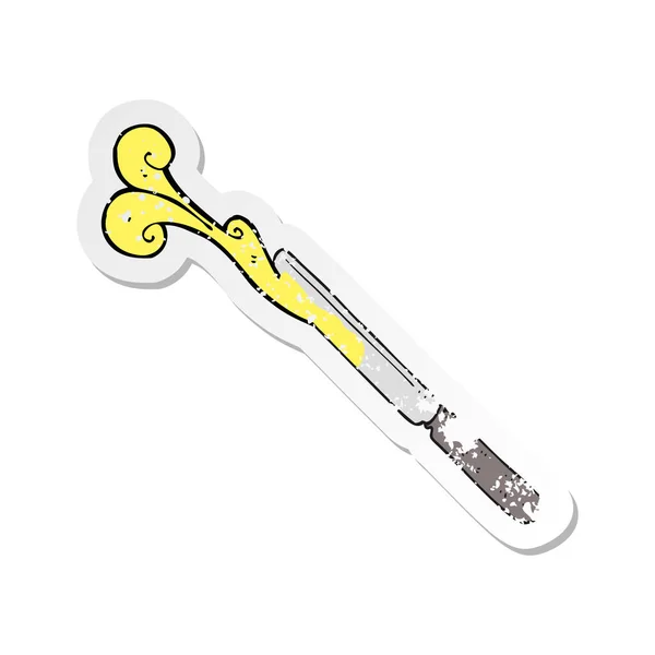 Retro distressed sticker of a cartoon butter knife — Stock Vector