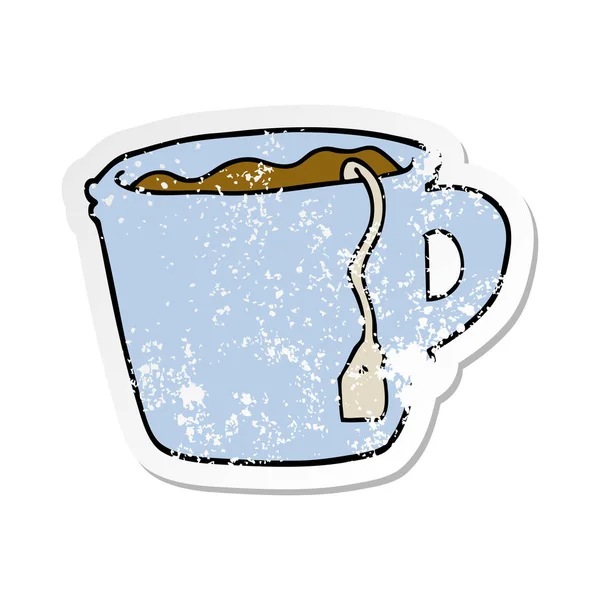 Calcomanía Angustiada Una Taza Caliente Dibujos Animados — Vector de stock