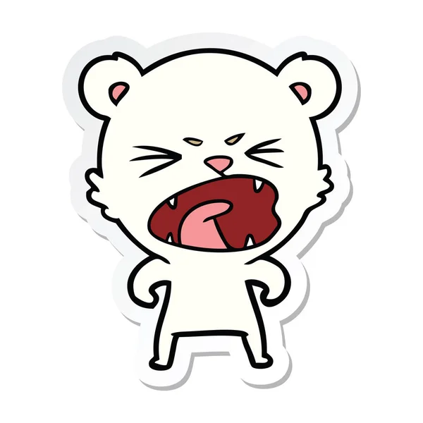 Sticker Angry Cartoon Polar Bear — Stock Vector