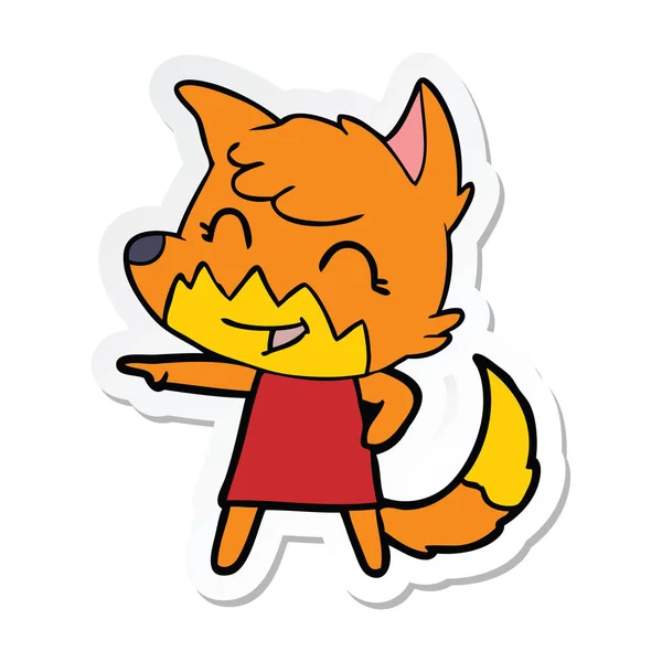 Samolepka Fox šťastný karikatura — Stockový vektor