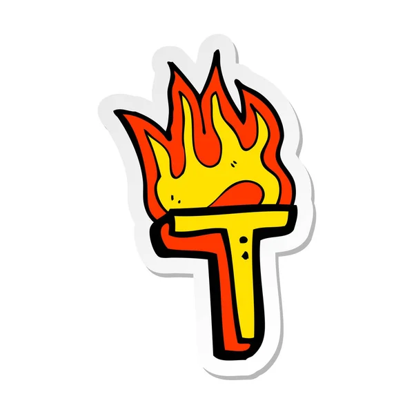 Sticker Cartoon Flaming Letter — Stock Vector