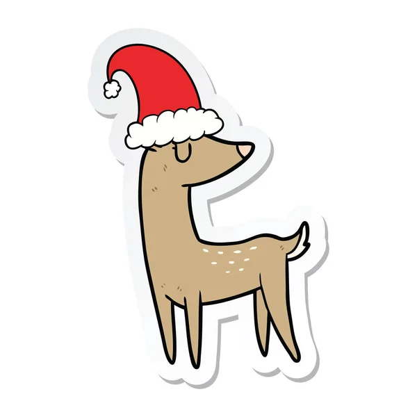 卡通圣诞驯鹿贴纸 — 图库矢量图片