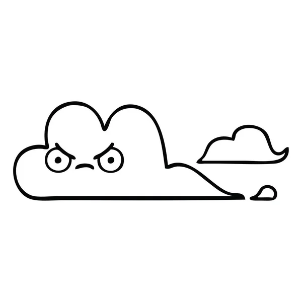 Dibujo Línea Dibujos Animados Una Nube Blanca — Vector de stock