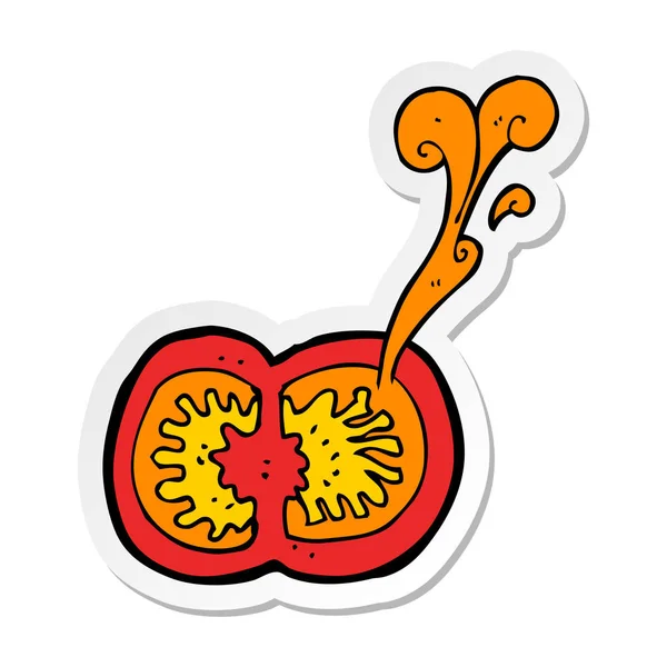 Klistermärke Tecknad Saftiga Tomat — Stock vektor