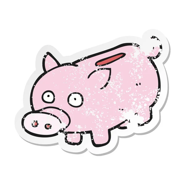 Retro Noodlijdende Sticker Van Een Cartoon Piggy Bank — Stockvector