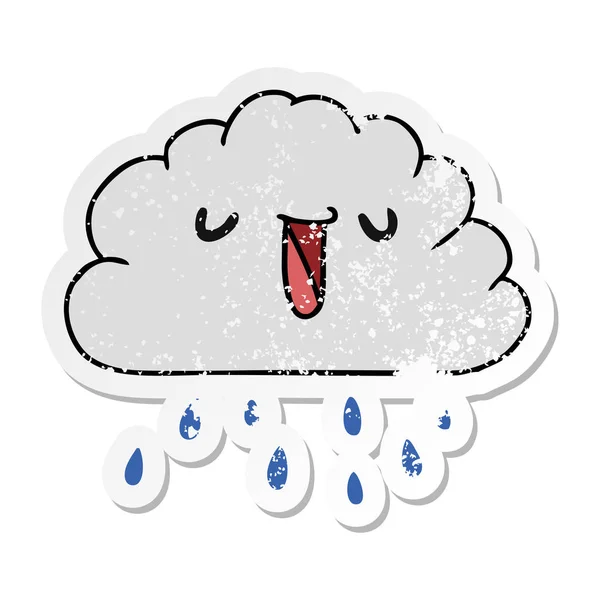 Плохое наклейка мультфильм Kawaii погода дождевое облако — стоковый вектор