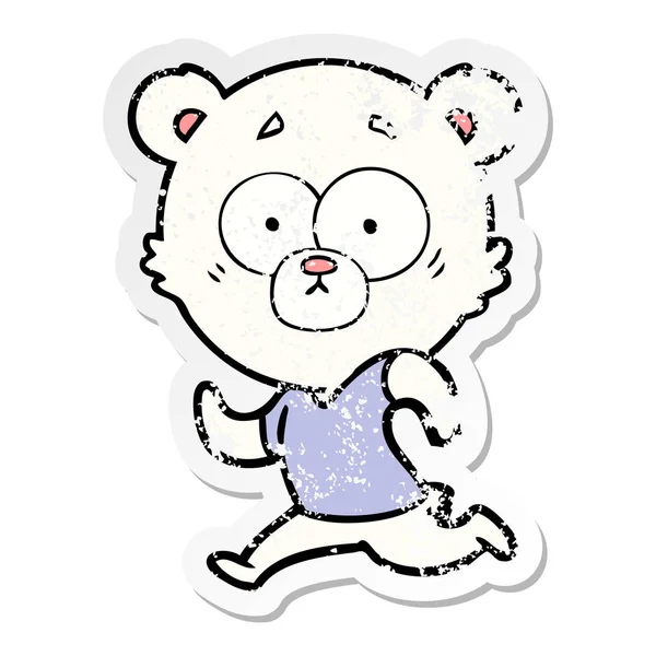 Etiqueta Angustiada Desenho Animado Urso Polar Surpreso — Vetor de Stock