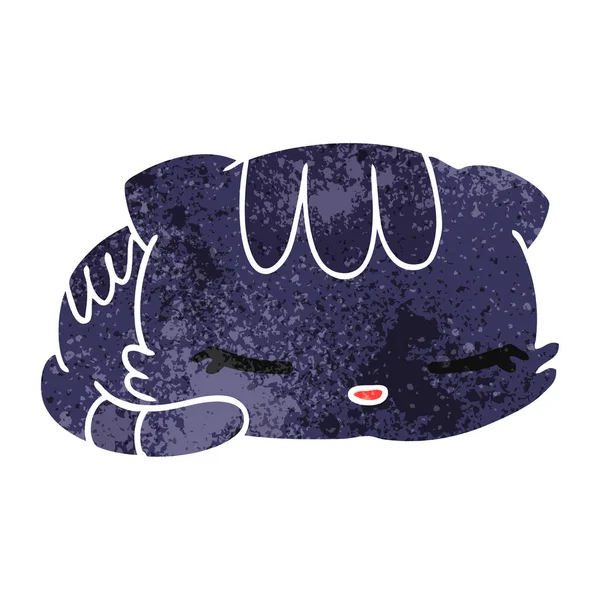 Retro Kreslený Obrázek Kawaii Spící Kotě — Stockový vektor