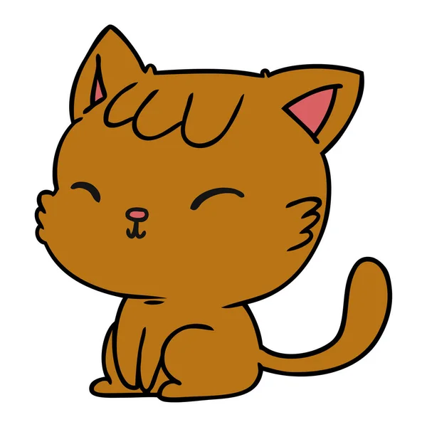 Cartoon Illustration Cute Kawaii Cat — Stock Vector