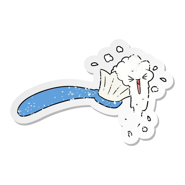 卡通牙刷和牙膏的苦恼贴纸 — 图库矢量图片