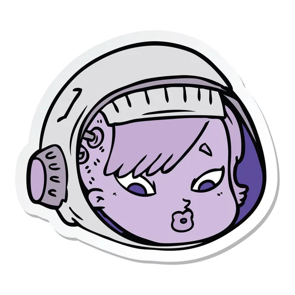 Sticker Cartoon Astronaut Face — Stock Vector