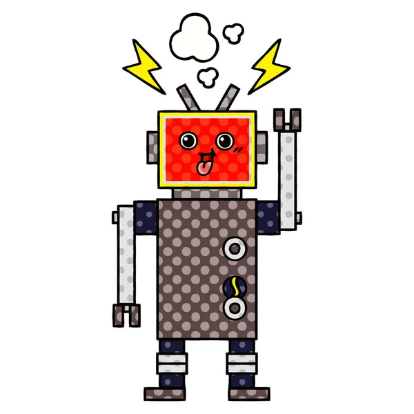 気の狂ったロボットの漫画のスタイルの漫画 — ストックベクタ
