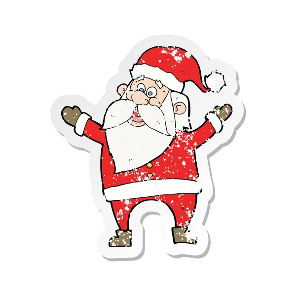 Adesivo Retro Angustiado Desenho Animado Santa Claus — Vetor de Stock