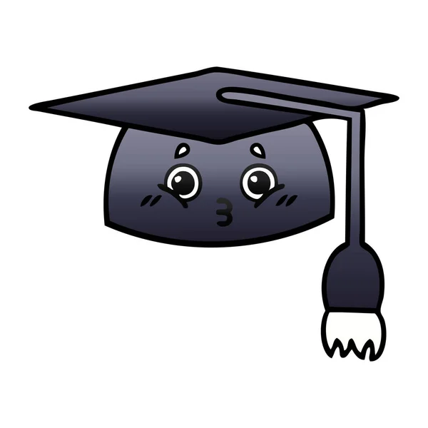 卒業帽子のグラデーション シェーディング漫画 — ストックベクタ