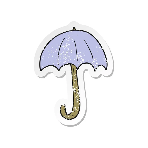 Retro noodlijdende sticker van een cartoon paraplu — Stockvector