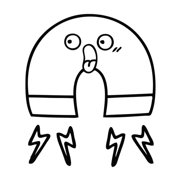 Lijntekening cartoon magneet — Stockvector