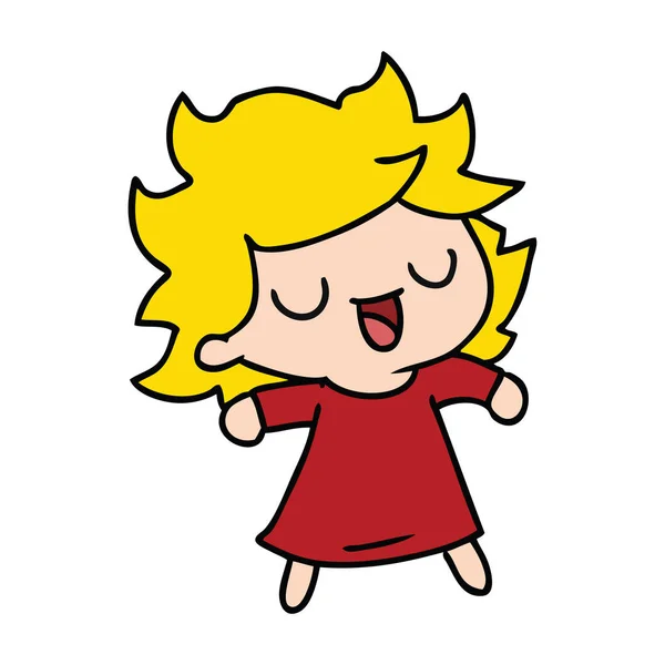 Dibujos Animados Dibujados Mano Alzada Linda Chica Kawaii — Vector de stock