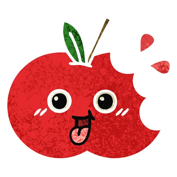 Retro illustration style cartoon red apple — Stock Vector