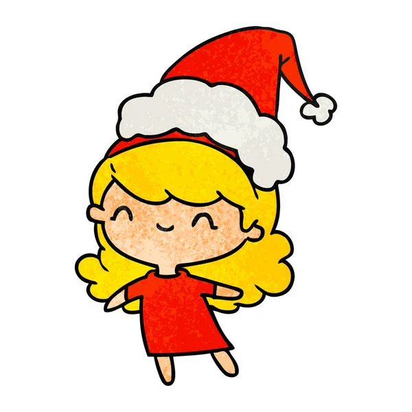 Navidad textura de dibujos animados de chica kawaii — Vector de stock