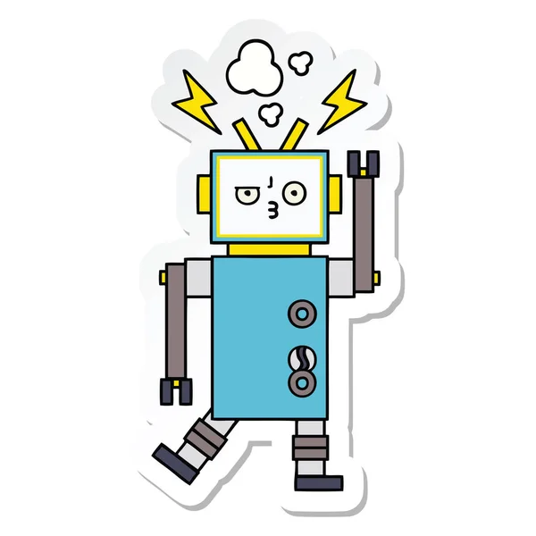 Sticker Cute Cartoon Robot — Stock Vector