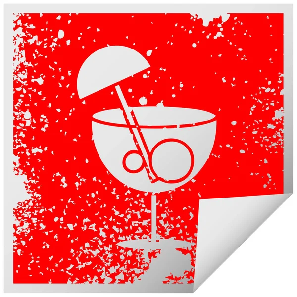 Autocollant Épluchage Carré Détresse Symbole Cocktail Fantaisie — Image vectorielle