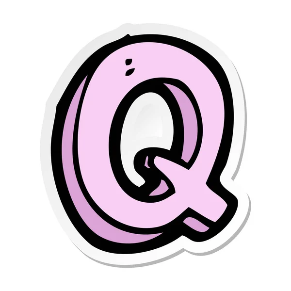 Αυτοκόλλητη ετικέττα κινούμενων σχεδίων γράμμα Q — Διανυσματικό Αρχείο