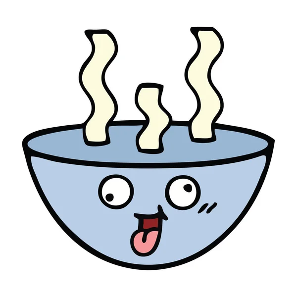 Симпатичный Мультфильм Миске Горячего Супа — стоковый вектор