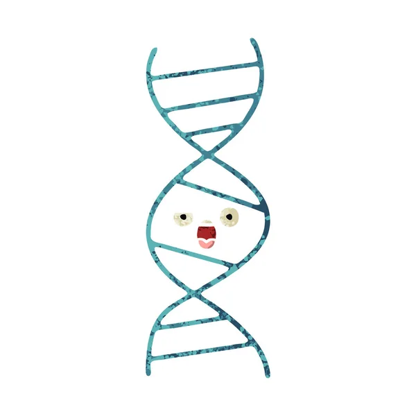 Gaya retro ilustrasi untai DNA kartun - Stok Vektor