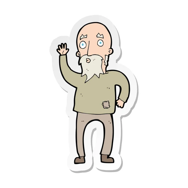 Sticker Cartoon Old Man Waving — Stock Vector