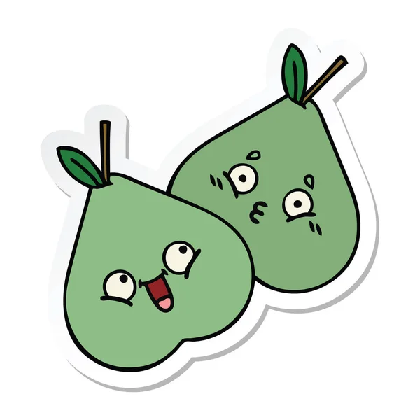 Sticker voor een leuke cartoon groene pear — Stockvector