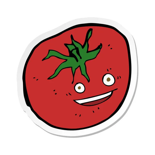 Etiqueta Tomate Feliz Desenho Animado — Vetor de Stock