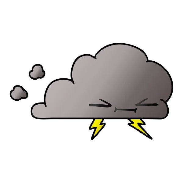 Caricatura gradiente de una nube relámpago gruñón — Vector de stock