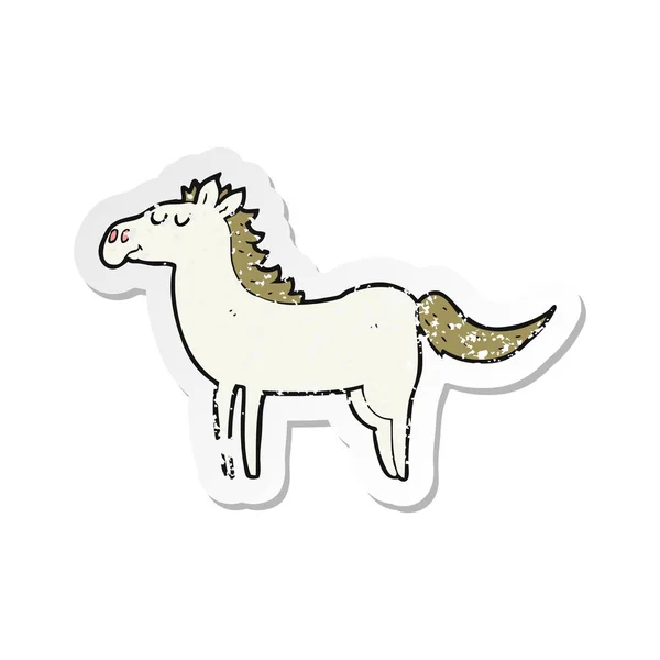 Retro Noodlijdende Sticker Van Een Cartoon Paard — Stockvector