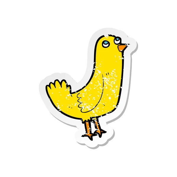 Etiqueta angustiada retro de um pássaro dos desenhos animados — Vetor de Stock
