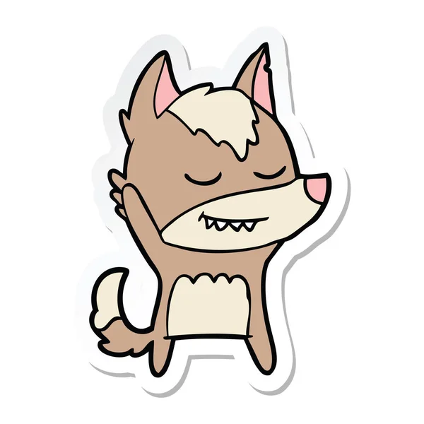 Sticker Friendly Cartoon Wolf — Stock Vector